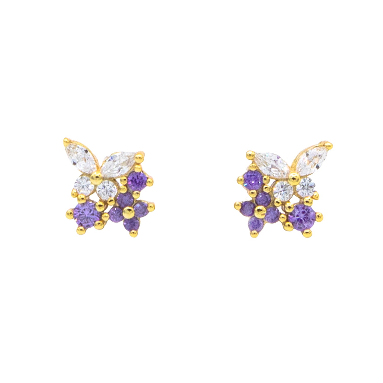 Purple Cubic Zirconia Silver-tone Butterfly Stud Earrings | Claire's US
